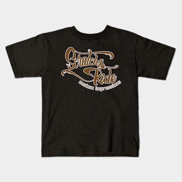 Scratch & Ride Brand (Brown Logo) Kids T-Shirt by Scratch&Ride